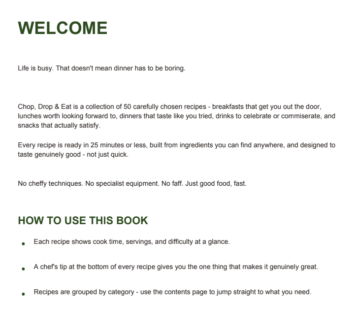 Chop, drop, and eat a recipe book for all your meals and drinks