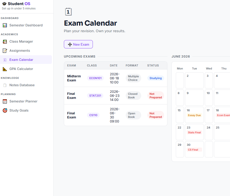 Student OS app tracker