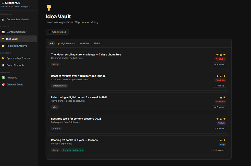 Content creator template app