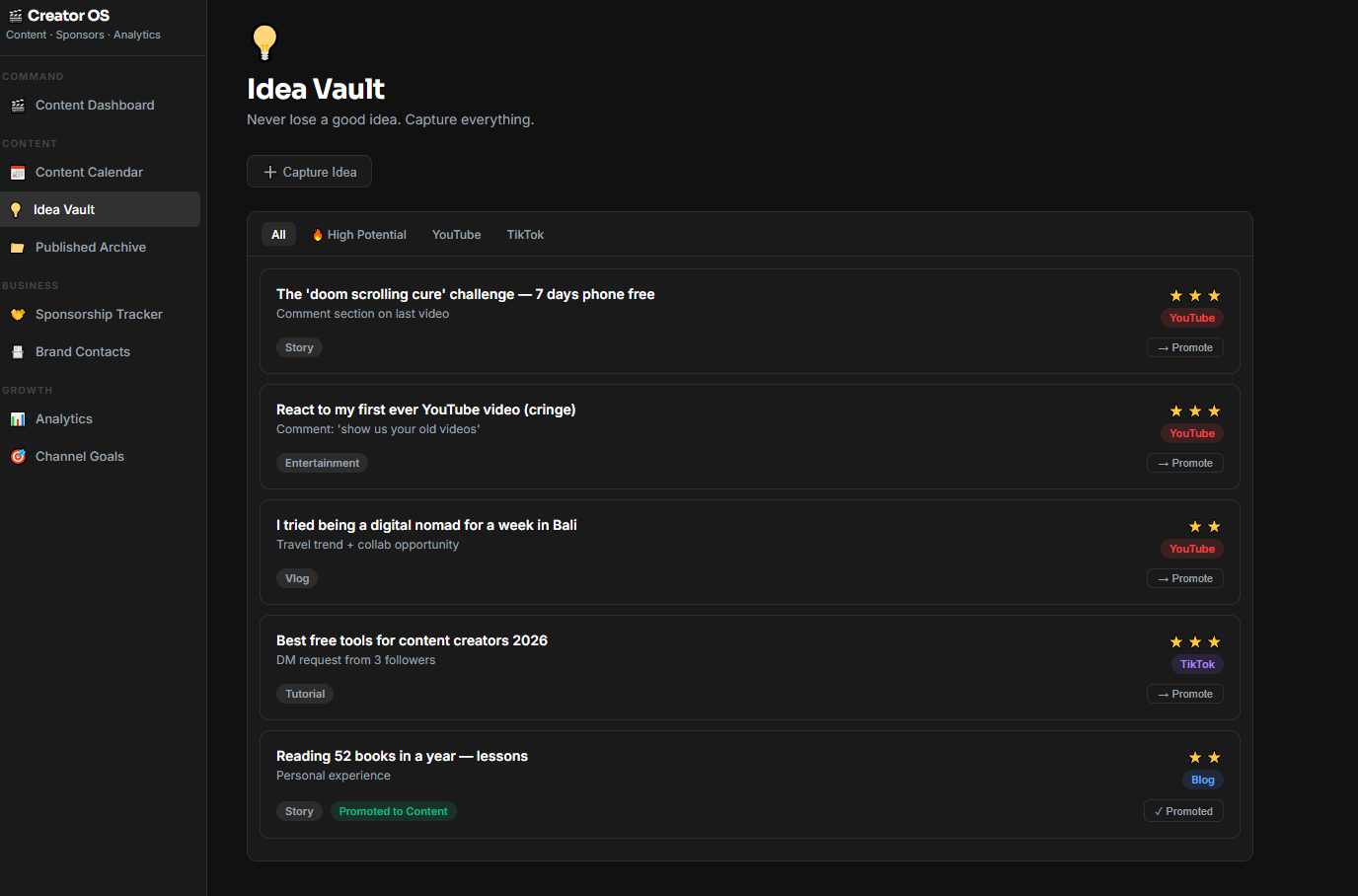 Content creator template app