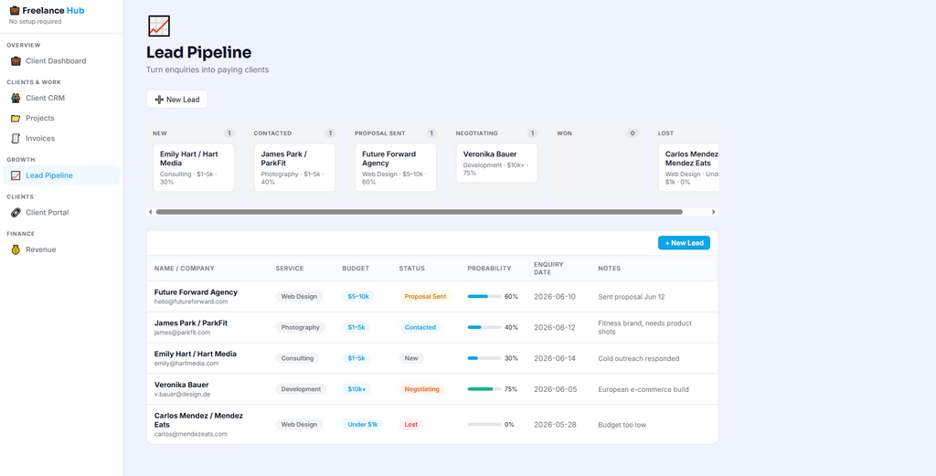 Freelance client template app