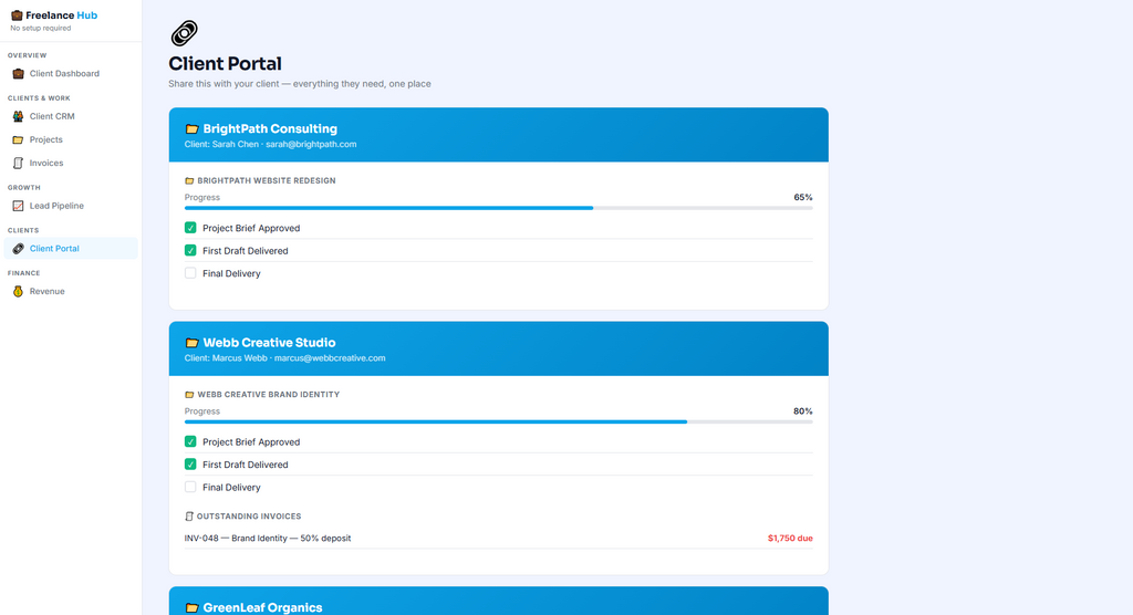 Freelance client template app